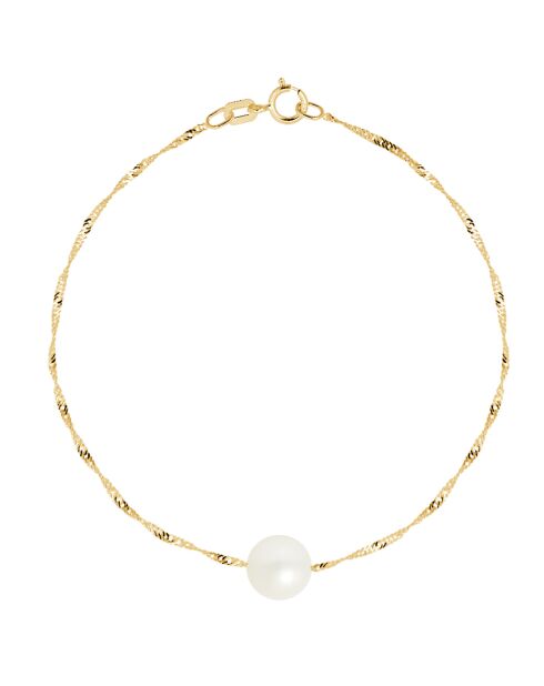 Bracelet Or Jaune Perle d'Eau Douce blanc naturel