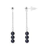 Boucles d'oreilles Pendantes Argent Perles d'Eau Douce noires