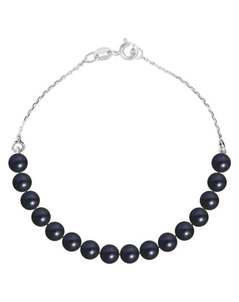 Bracelet Love chained Argent Perles d'Eau Douce noires