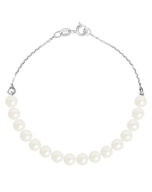 Bracelet Love chained Argent Perles d'Eau Douce blanc naturel