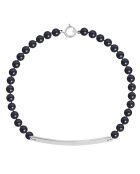 Bracelet Love Gourmette Argent Perles d'Eau Douce noires