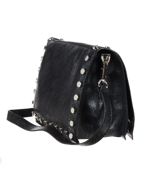 Schwarze Iris Schultertasche aus Leder — 20x16x10,5 cm