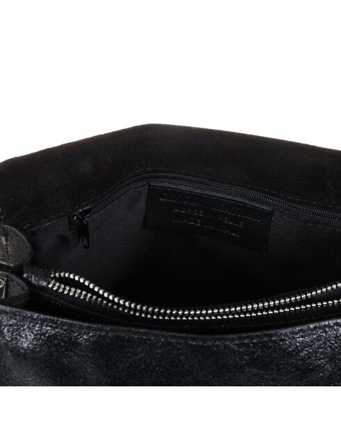 Schwarze Iris Schultertasche aus Leder — 20x16x10,5 cm