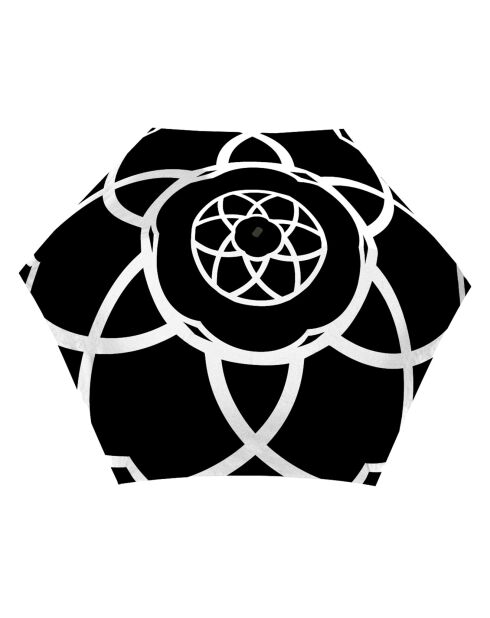 Automatischer Sturmschirm mit Blumen in Schwarz/Weiß