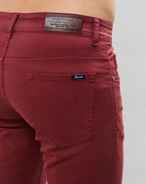Pantalon 5 poches framboise