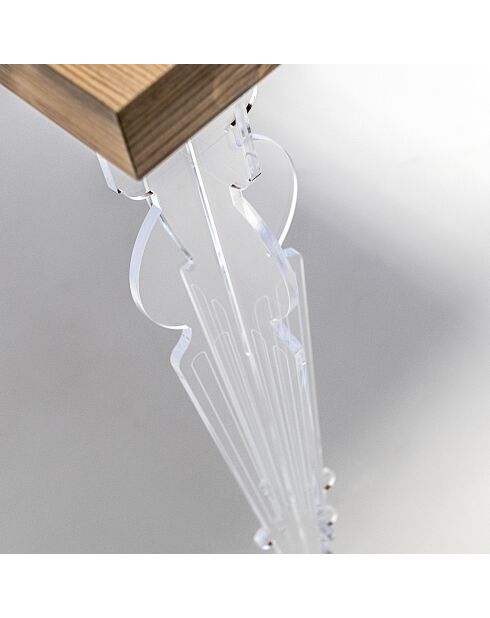 Table de séjour Maugenio transparent/bois - 155x90x75 cm