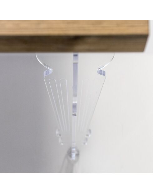 Table de séjour Maugenio transparent/bois - 155x90x75 cm