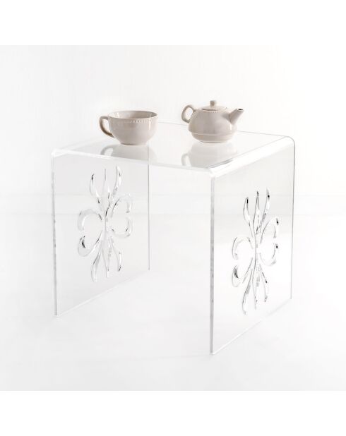 Table basse Mandala transparente - 42x40x41 cm