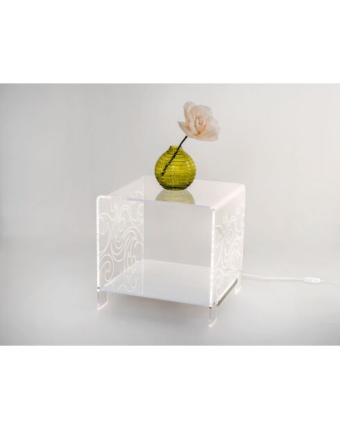 Table basse Mandala transparente - 42x40x41 cm