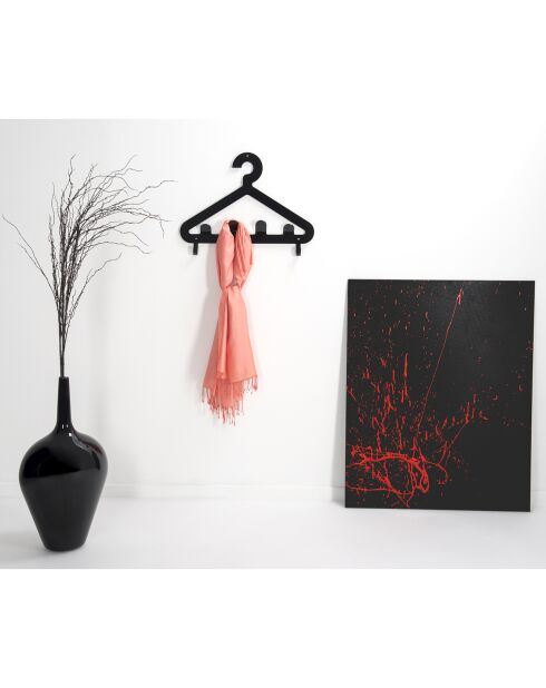 Porte-manteau mural Salve noir - 57.5x4.5x38 cm