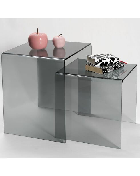 2 Tables basses 80'S fumé transparent