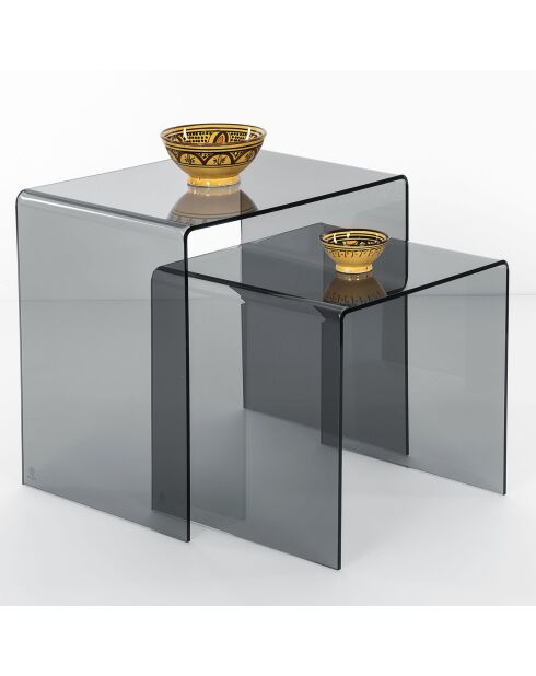 2 Tables basses 80'S fumé transparent