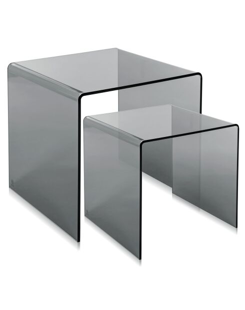 2 Tables basses 80'S fumé transparent