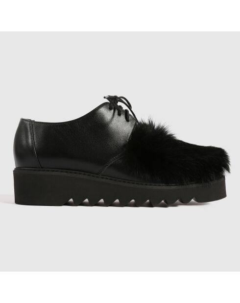 Derbies en Cuir & fourrure de lapin Cosmic Girl noires