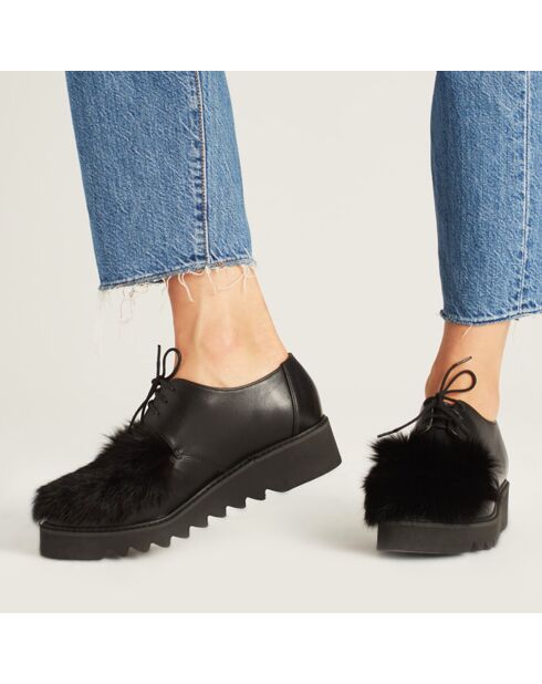 Derbies en Cuir & fourrure de lapin Cosmic Girl noires