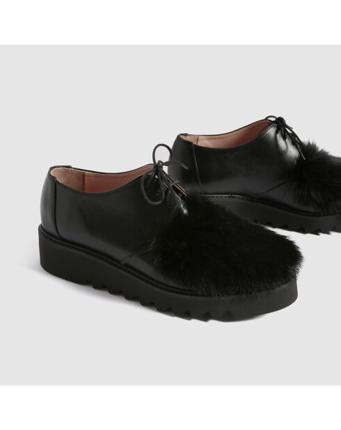 Derbies en Cuir & fourrure de lapin Cosmic Girl noires