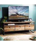 Meuble TV 3 tiroirs Sixtine teck - 150x40x55 cm