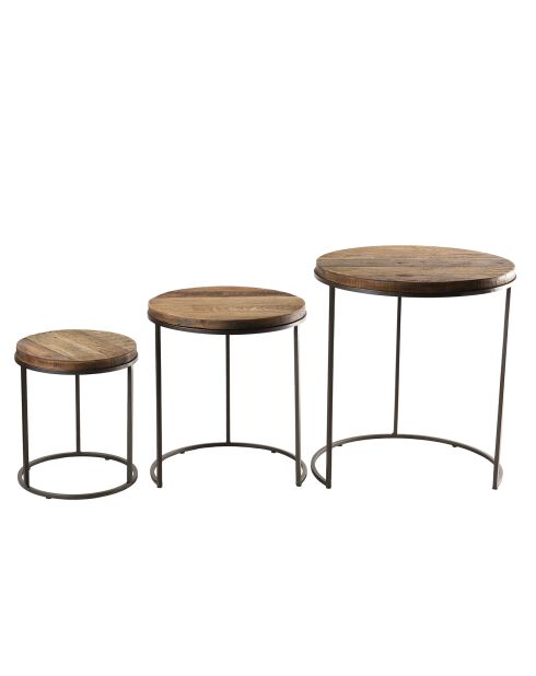 3 Tables d'appoint gigognes rondes Sixtine teck