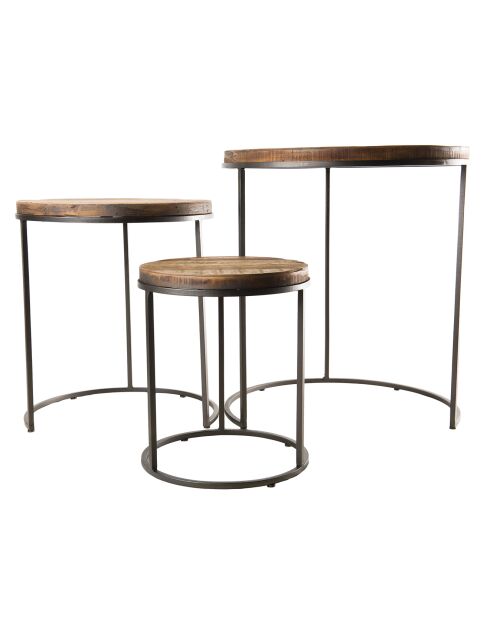 3 Tables d'appoint gigognes rondes Sixtine teck