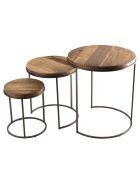 3 Tables d'appoint gigognes rondes Sixtine teck