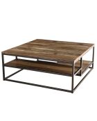 Table basse avec tablettes Sixtine teck - 100x100x40 cm