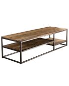 Table basse avec tablettes Sixtine teck - 150x50x40.5 cm