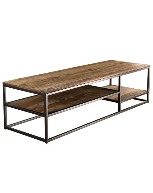 Table basse avec tablettes Sixtine teck - 150x50x40.5 cm