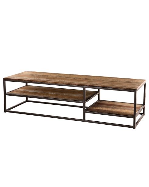 Table basse avec tablettes Sixtine teck - 150x50x40.5 cm