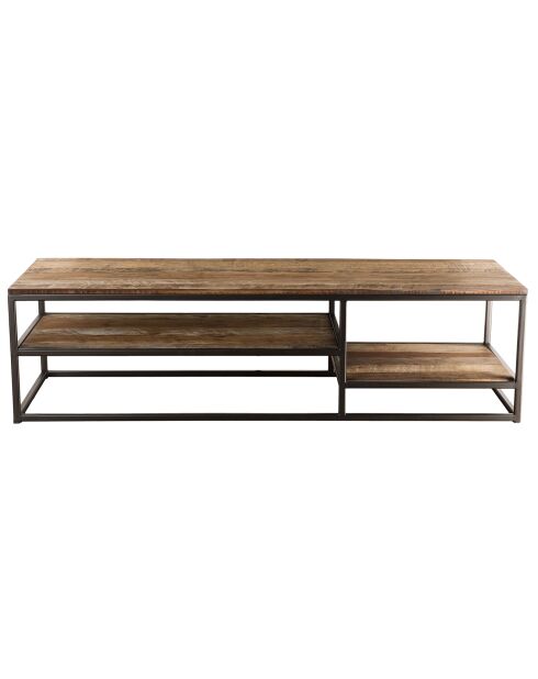 Table basse avec tablettes Sixtine teck - 150x50x40.5 cm