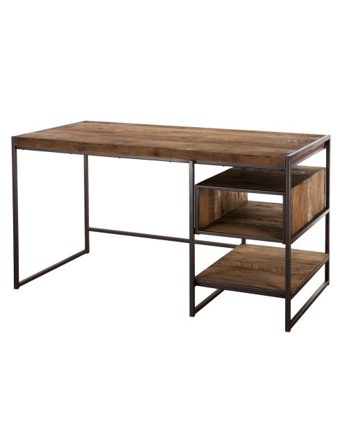 Bureau 1 niche & 1 tablette Sixtine teck - 140x70x78.5 cm