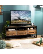 Meuble TV 3 niches & 3 tiroirs Sixtine teck - 150x40x56 cm