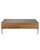 Table basse 2 tiroirs Maxence teck - 111x60x37 cm