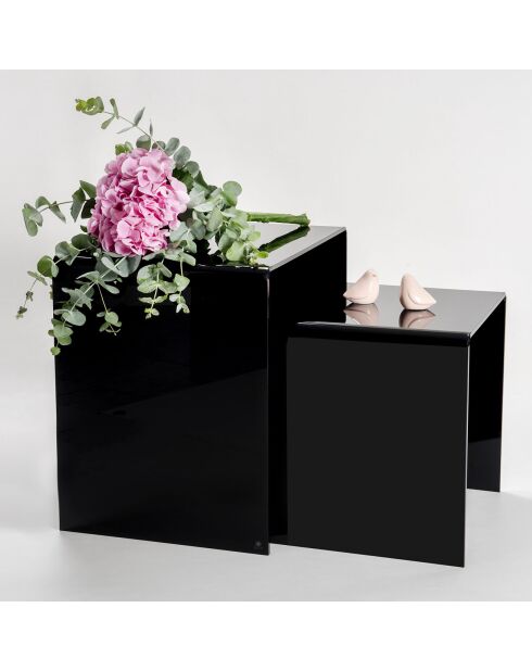 2 Tables basses 80'S noir transparent