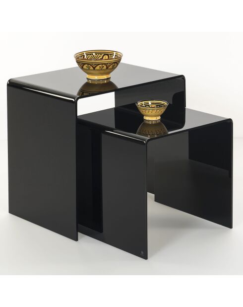 2 Tables basses 80'S noir transparent