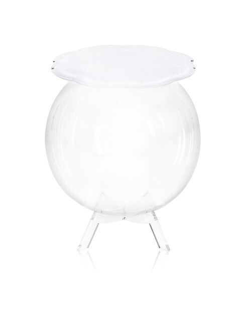 Sphärischer weißer/transparenter Couchtisch - D.40xH.45 cm