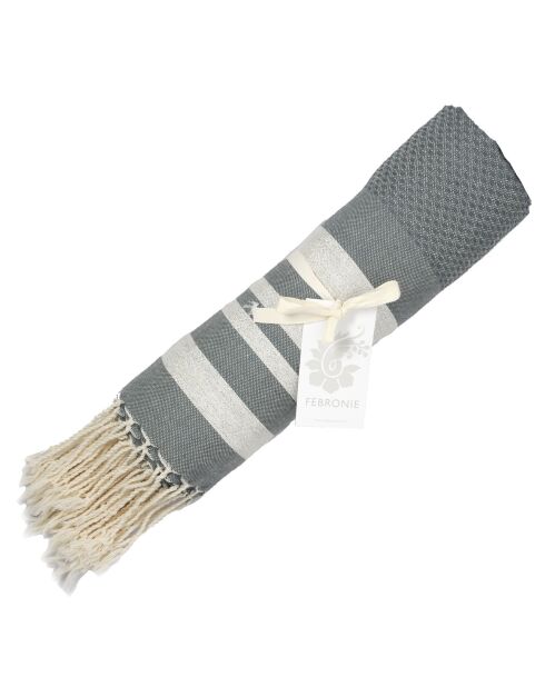 Hamptons Middelgrijze honingraat Fouta - 100x200 cm