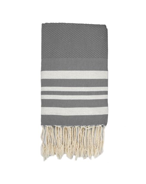 Hamptons Middelgrijze honingraat Fouta - 100x200 cm
