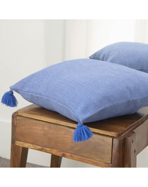 Housse de coussin unie bleu grec - 50x50 cm