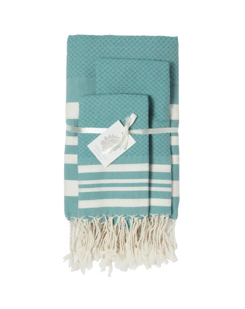 Hamptons Duck Badezimmer-Set, Grün/Weiß, 3-teilig