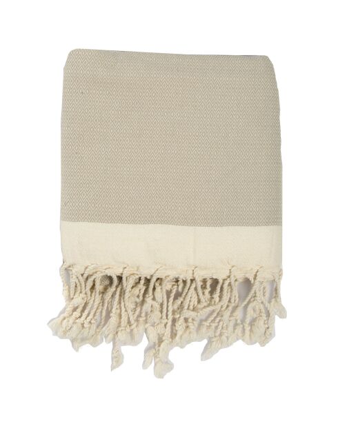 Plaid aus 100% Baumwolle 275 g/m² Losange Courchevel Helltaupe/Weiß