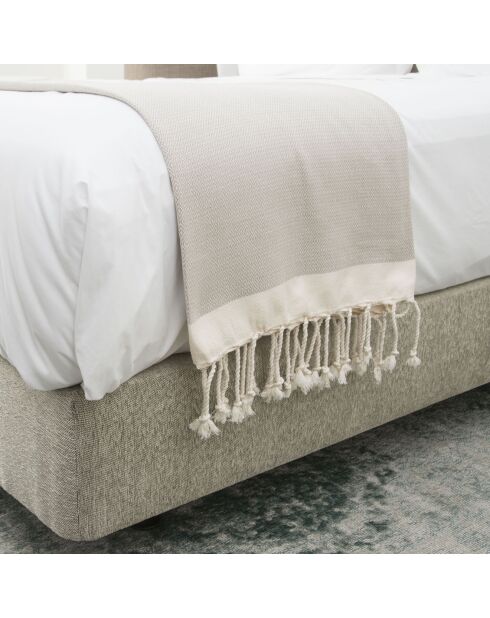 Plaid aus 100% Baumwolle 275 g/m² Losange Courchevel Helltaupe/Weiß