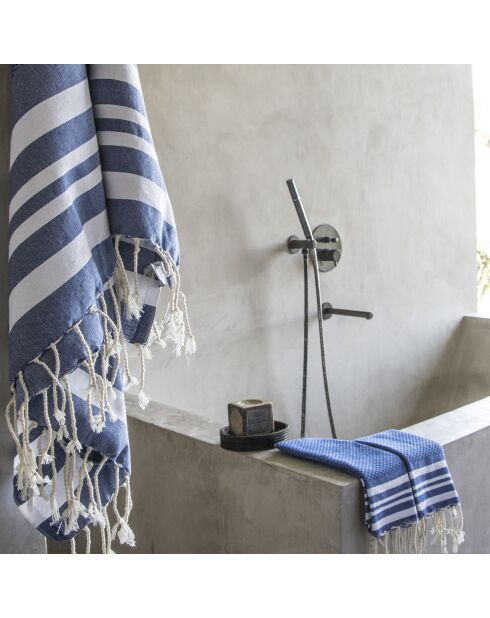 Hamptons Griechisches Badezimmer-Set, blau/weiß, 3-teilig