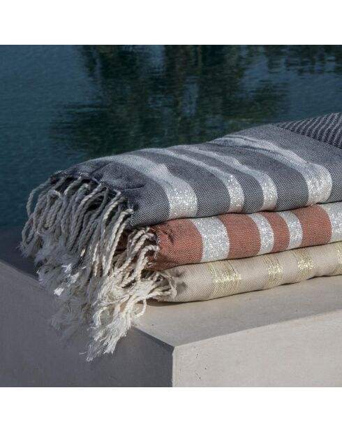 Fouta a nido d'ape Hamptons beige - 100x200 cm