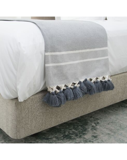 Plaid aus 100% Baumwolle 340 g/m² Chevron Stockholm mittelgrau/weiß