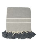 Plaid 100% Coton 340 g/m² Chevron Stockholm gris moyen/blanc