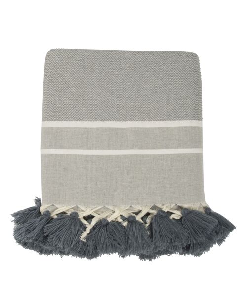 Plaid aus 100% Baumwolle 340 g/m² Chevron Stockholm mittelgrau/weiß