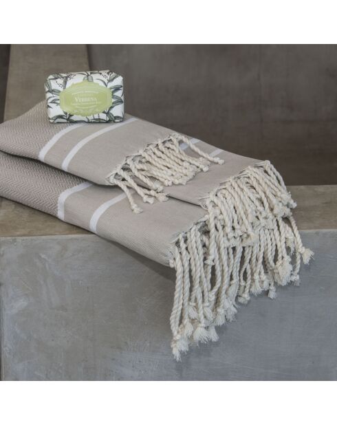 Badezimmer-Set Stockholm, Taupe/Weiß, 3-teilig