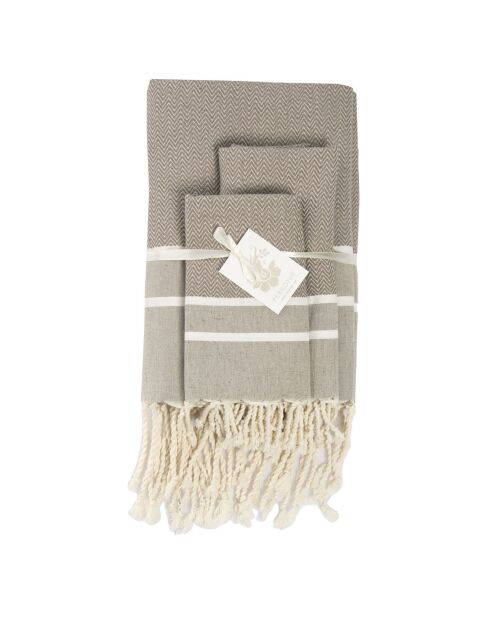 Badezimmer-Set Stockholm, Taupe/Weiß, 3-teilig