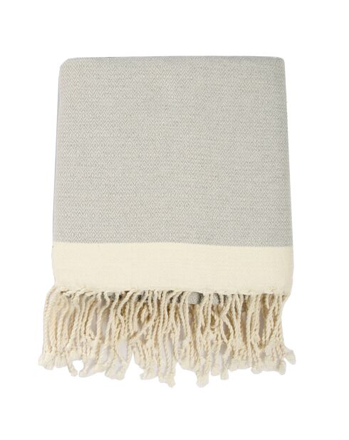 Plaid aus 100% Baumwolle 275 g/m² Losange Courchevel perlgrau/weiß