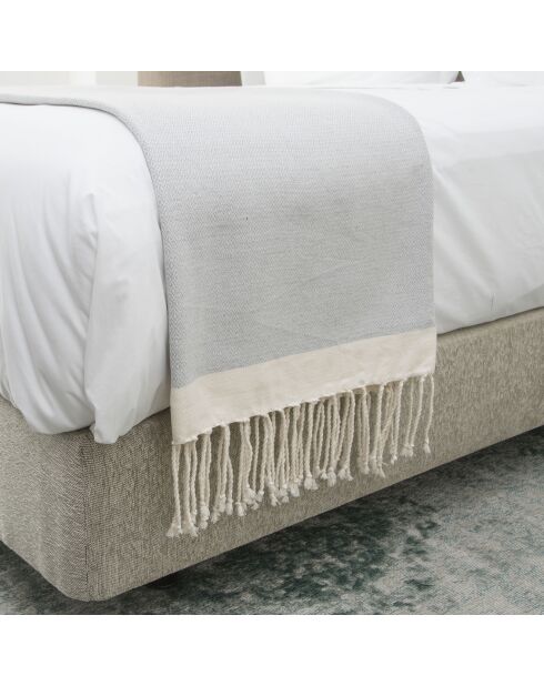 Plaid aus 100% Baumwolle 275 g/m² Losange Courchevel perlgrau/weiß